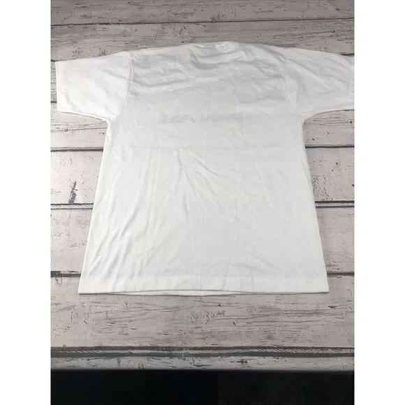 VINTAGE PAN AM AIRLINE Made in The USA 50/50 WHITE SINGLE STICH T-SHIRT SZ LARGE